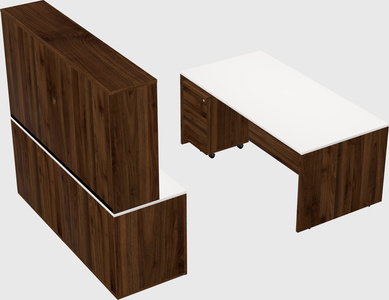 Parallel desk with credenza