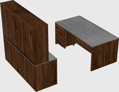 Parallel desk with credenza