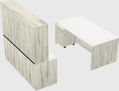Parallel desk with credenza