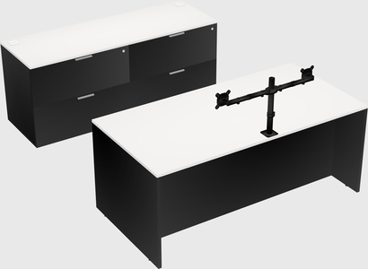 Parallel desk with credenza