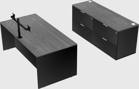 Parallel desk with credenza