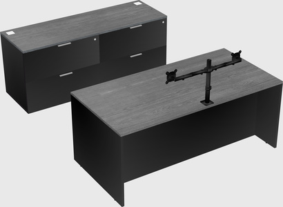 Parallel desk with credenza