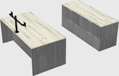 Parallel desk with credenza