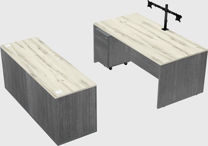 Parallel desk with credenza