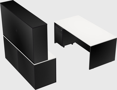 Parallel desk with credenza