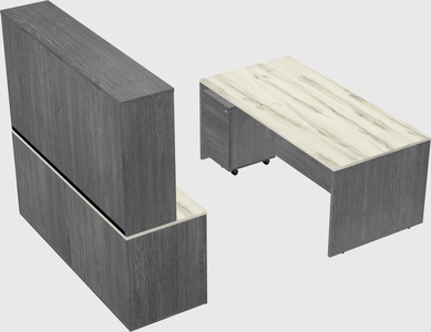 Parallel desk with credenza