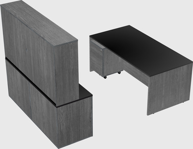 Parallel desk with credenza