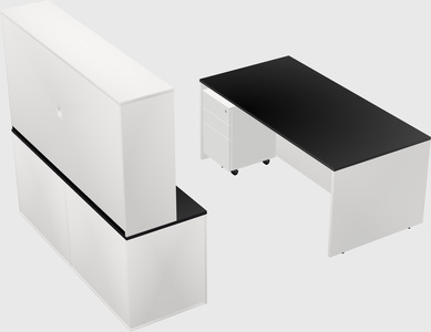 Parallel desk with credenza