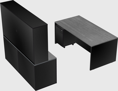 Parallel desk with credenza