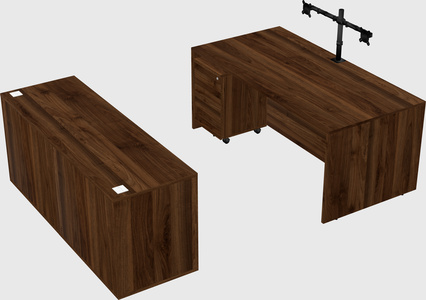 Parallel desk with credenza