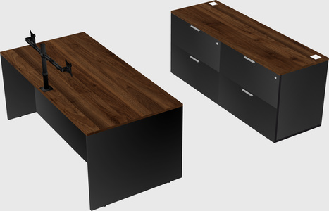Parallel desk with credenza