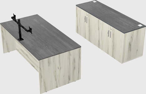 Parallel desk with credenza
