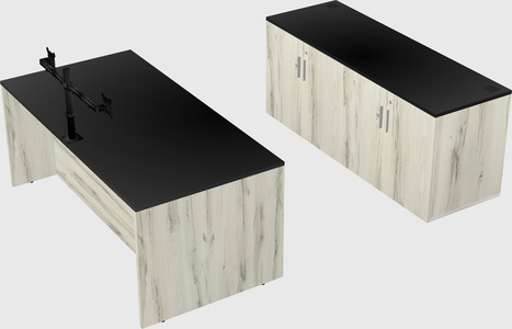 Parallel desk with credenza
