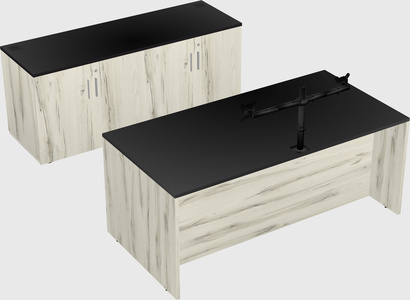 Parallel desk with credenza
