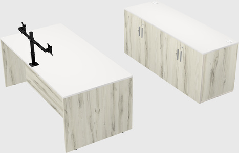 Parallel desk with credenza