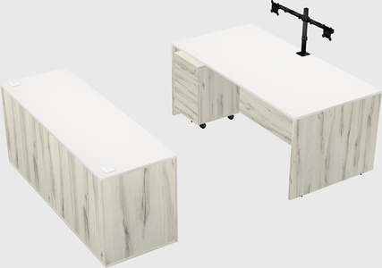 Parallel desk with credenza
