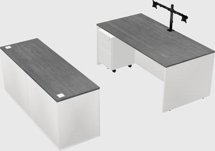 Parallel desk with credenza
