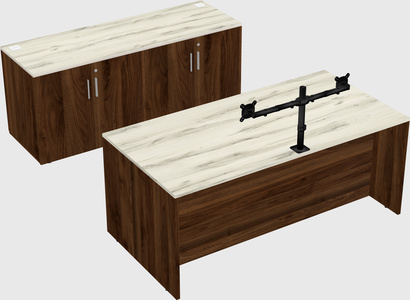 Parallel desk with credenza