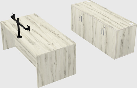Parallel desk with credenza