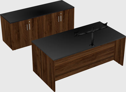 Parallel desk with credenza