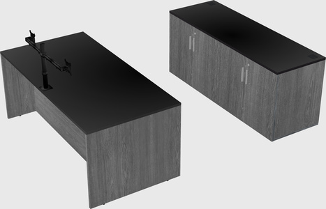 Parallel desk with credenza