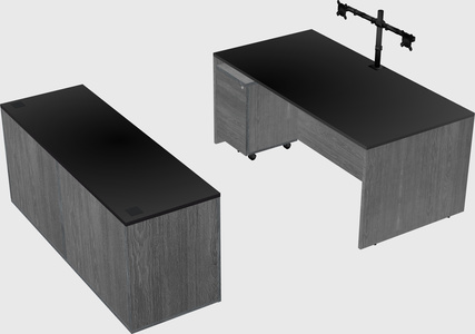 Parallel desk with credenza