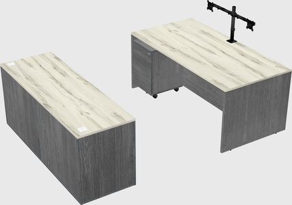 Parallel desk with credenza