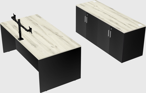Parallel desk with credenza