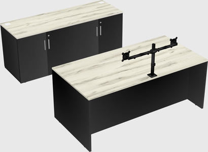 Parallel desk with credenza