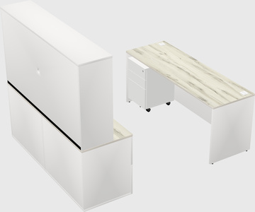 Parallel desk with credenza