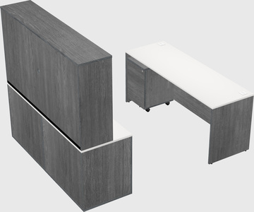 Parallel desk with credenza