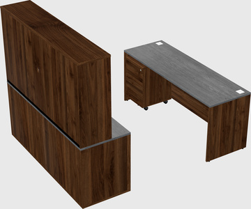 Parallel desk with credenza