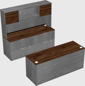 Parallel desk with credenza