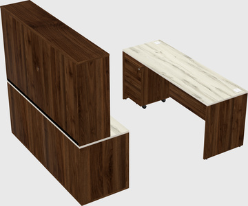 Parallel desk with credenza