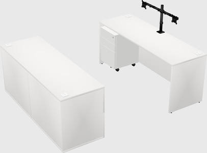Parallel desk with credenza