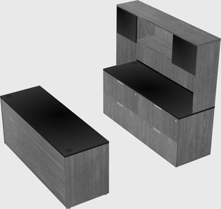 Parallel desk with credenza