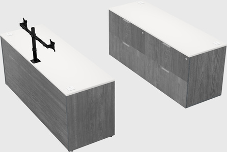 Parallel desk with credenza