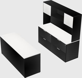 Parallel desk with credenza