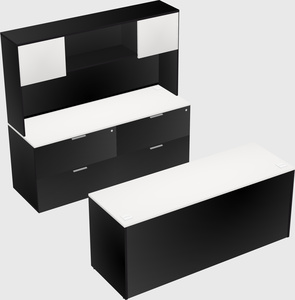 Parallel desk with credenza