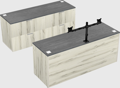 Parallel desk with credenza