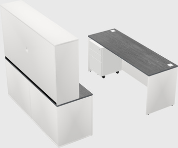 Parallel desk with credenza