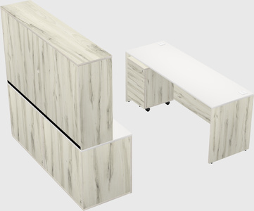 Parallel desk with credenza