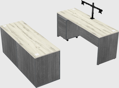 Parallel desk with credenza