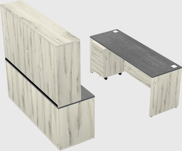 Parallel desk with credenza