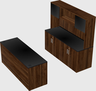 Parallel desk with credenza