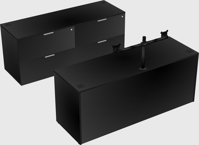 Parallel desk with credenza
