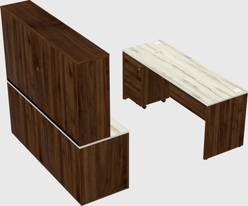 Parallel desk with credenza