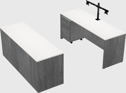 Parallel desk with credenza