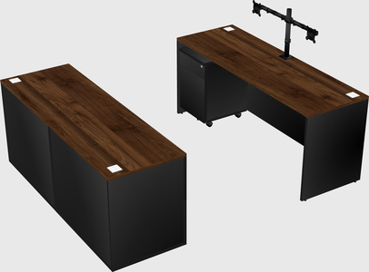Parallel desk with credenza