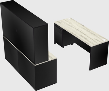 Parallel desk with credenza